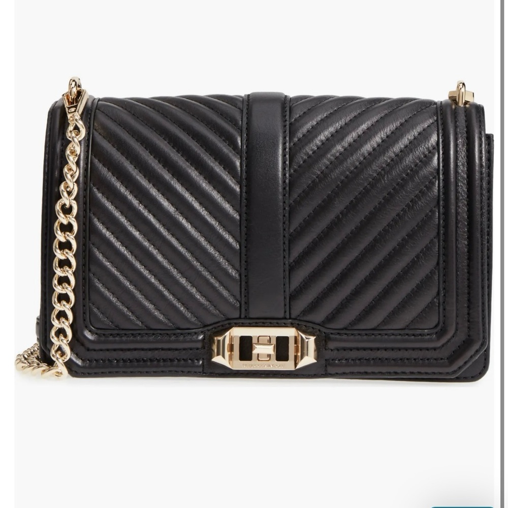 Rebecca Minkoff Black Love Chevron Quilted Crossbody Bag